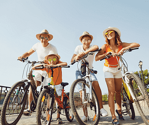 family on bikes