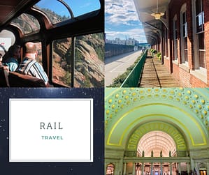 rail travel glass domed rail car, train station