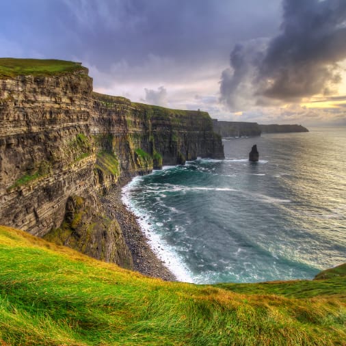 The breathtaking cliffs of Moher as the sun sets 